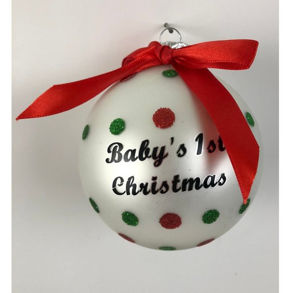 Ornament Baby's 1st Christmas 2017 Glass Ball Red - Picture 4 of 4